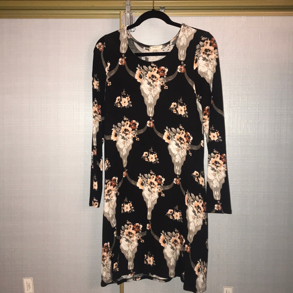 Cow skull long sleeve dress